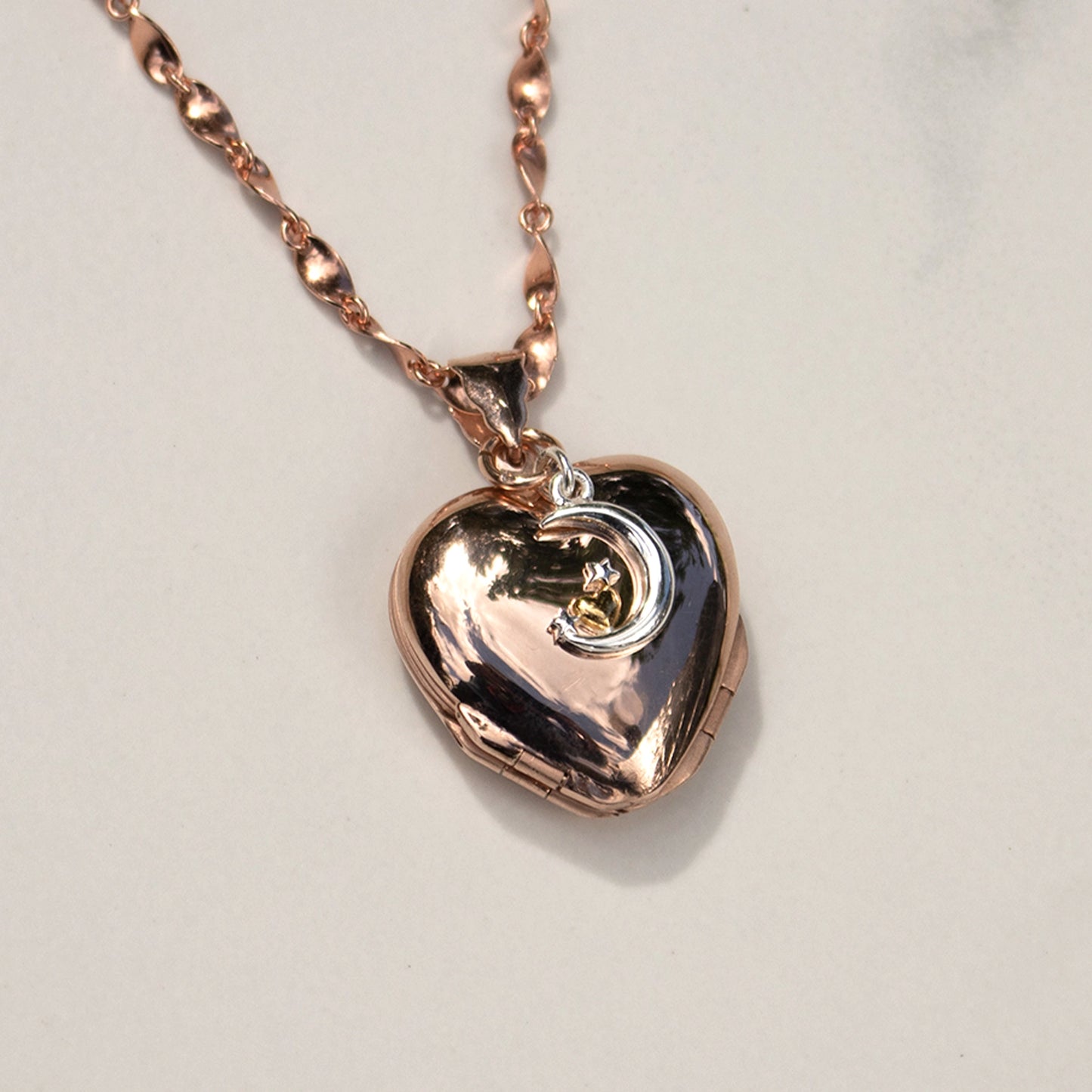 Four Photo Heart Charm Locket | Rose Gold