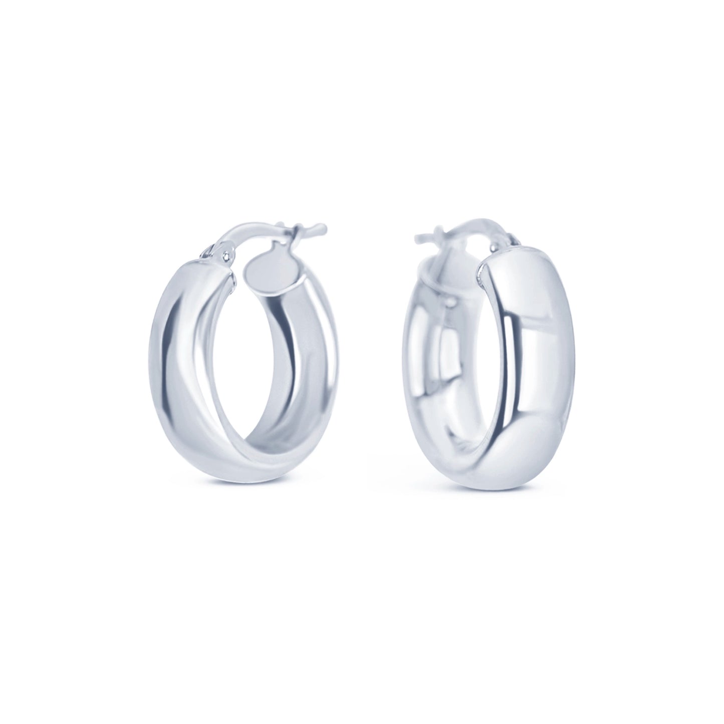 Solid White Gold Chunky Hoop Earrings