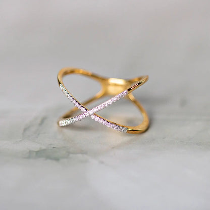 multi diamond cross solid gold ring