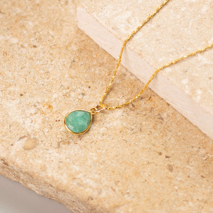 Chrysoprase Charm Necklace | Gold | May