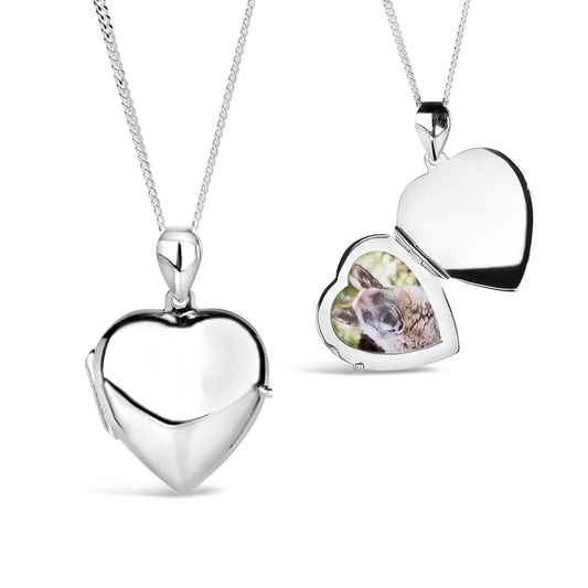 Silver heart Necklace for ashes, memorial necklace, locket with one photo and ashes storage, silver curb chain, engraving 