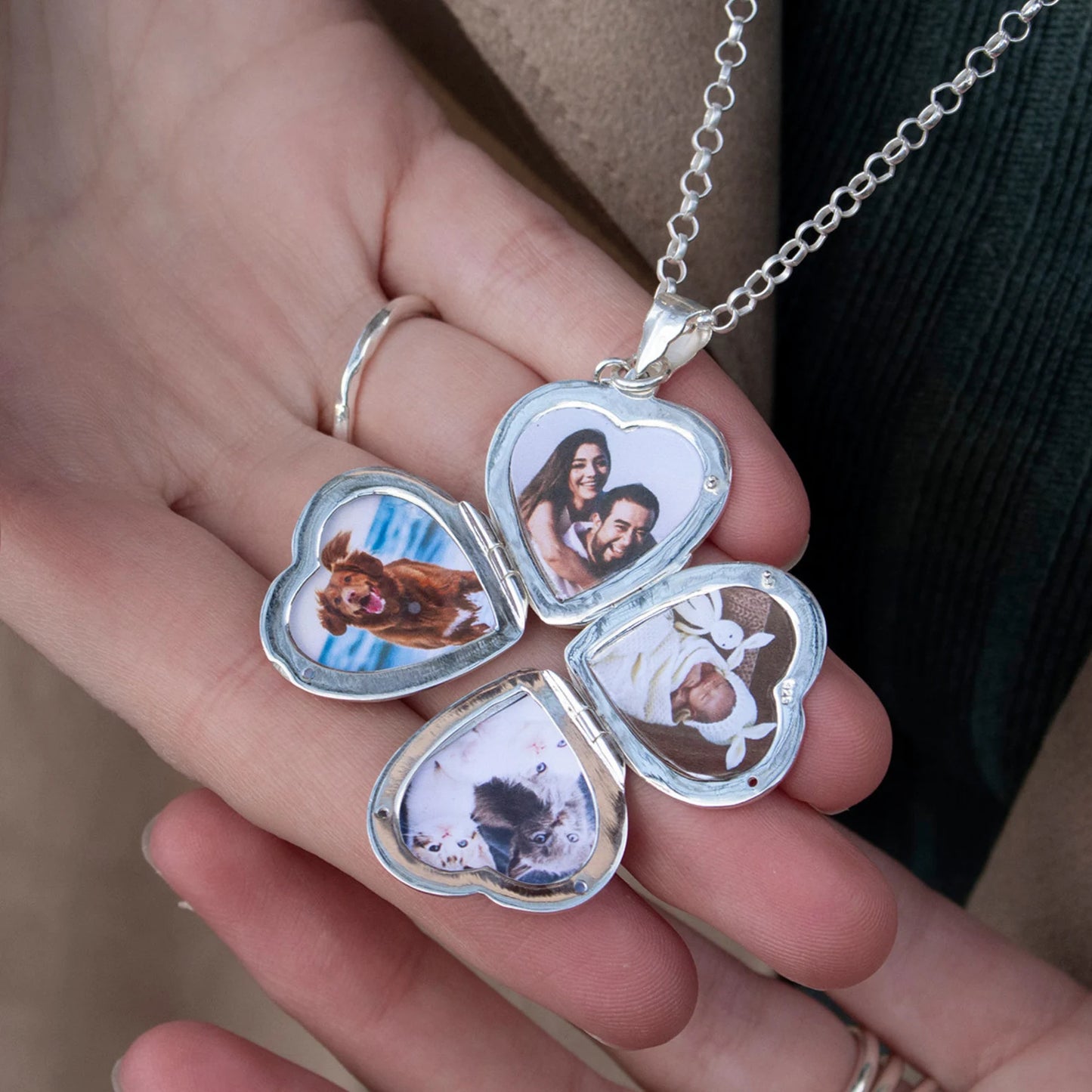 Four Picture Heart Locket | Silver