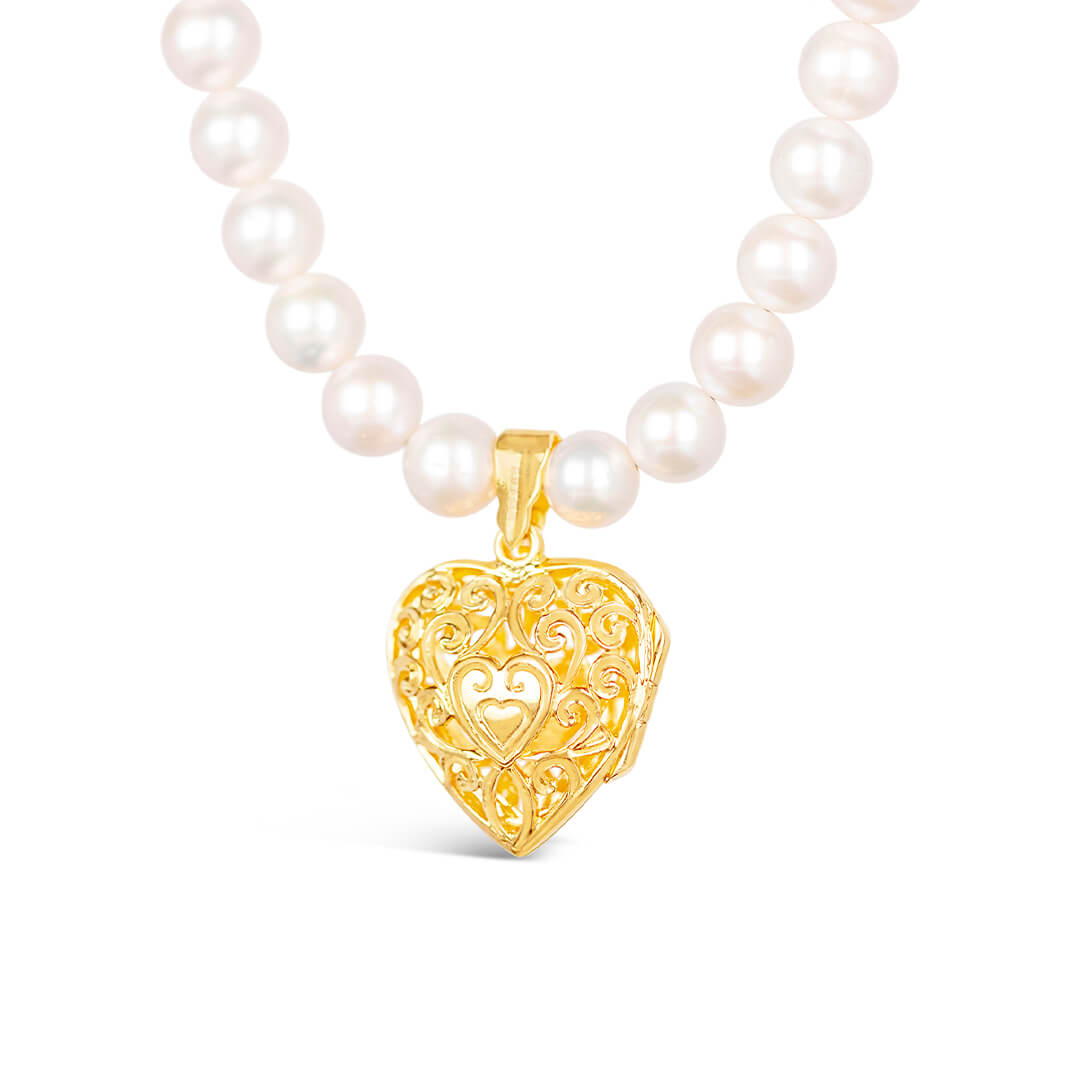 Gold Keepsake Heart Locket Ivory Pearls AAA+ Quality – Lily Blanche