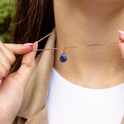 Lapis Lazuli Charm Necklace | Rose Gold | September