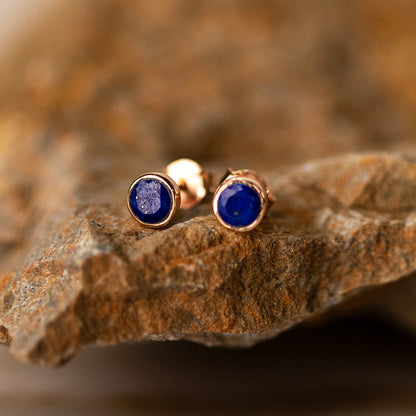 lapis lazuli rose gold stud earrings 