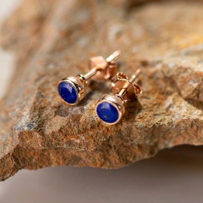 lapis lazuli rose gold stud earrings 