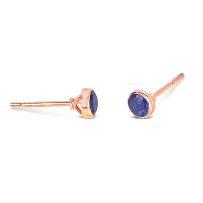 lapis lazuli rose gold stud earrings white background