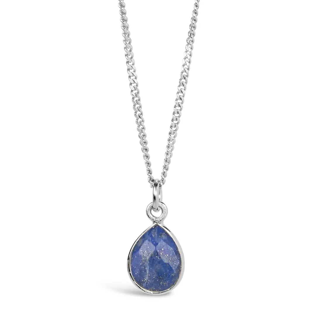 Lapis Lazuli Charm Necklace Silver September Birthstone