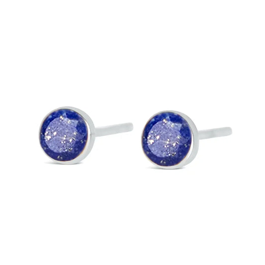 lapis lazuli rose gold stud earrings on white  background 