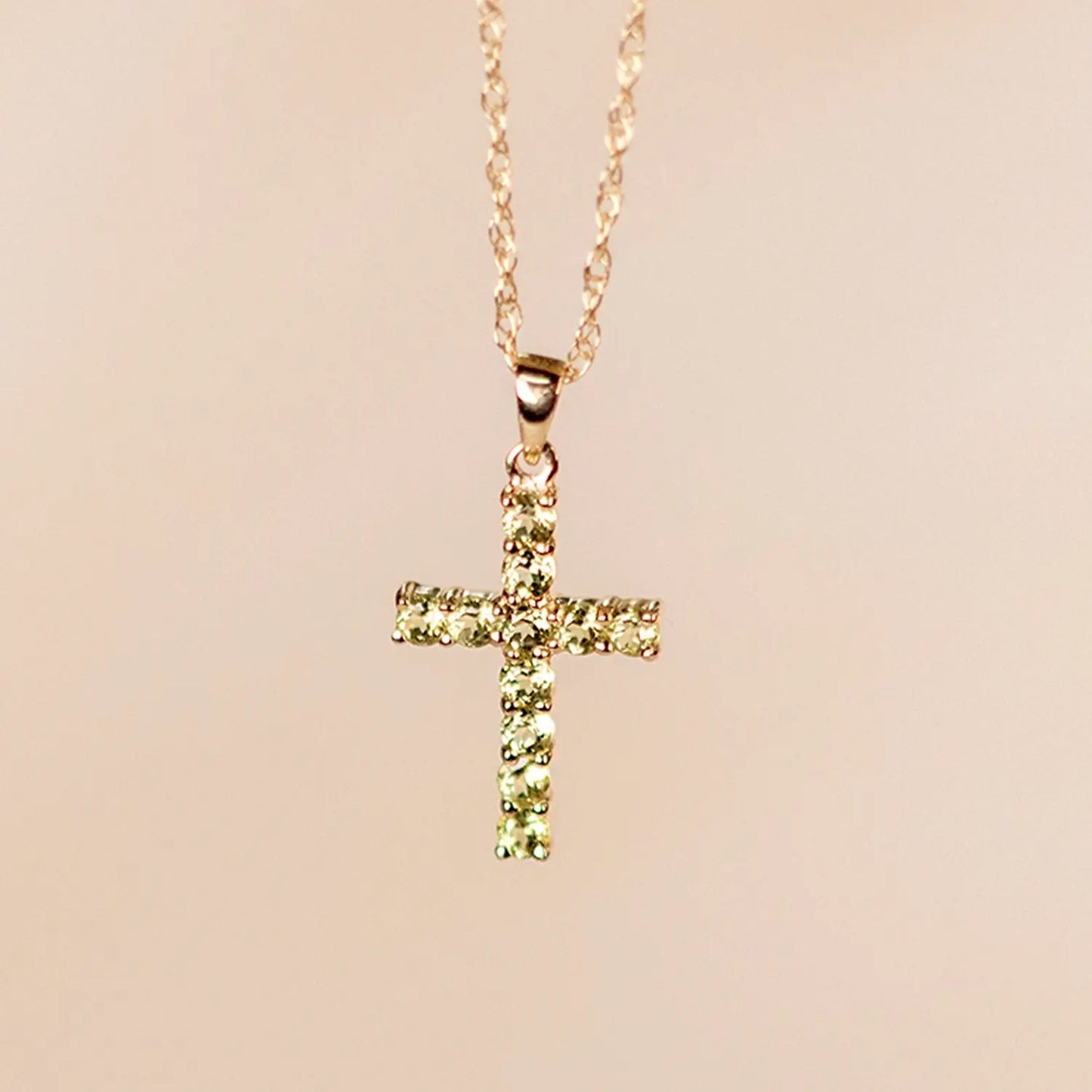 peridot cross gold necklace with chain