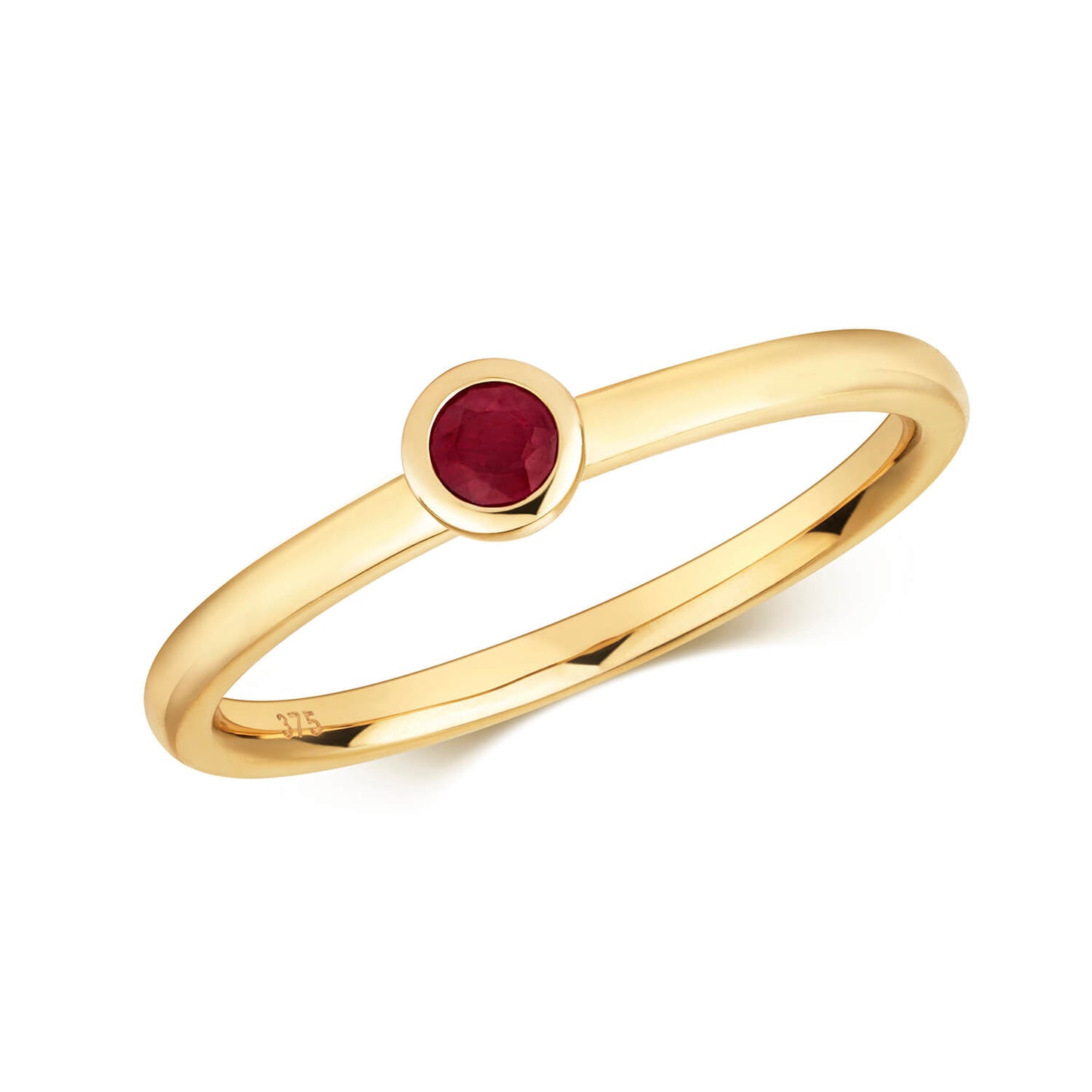 ruby gold ring on white background