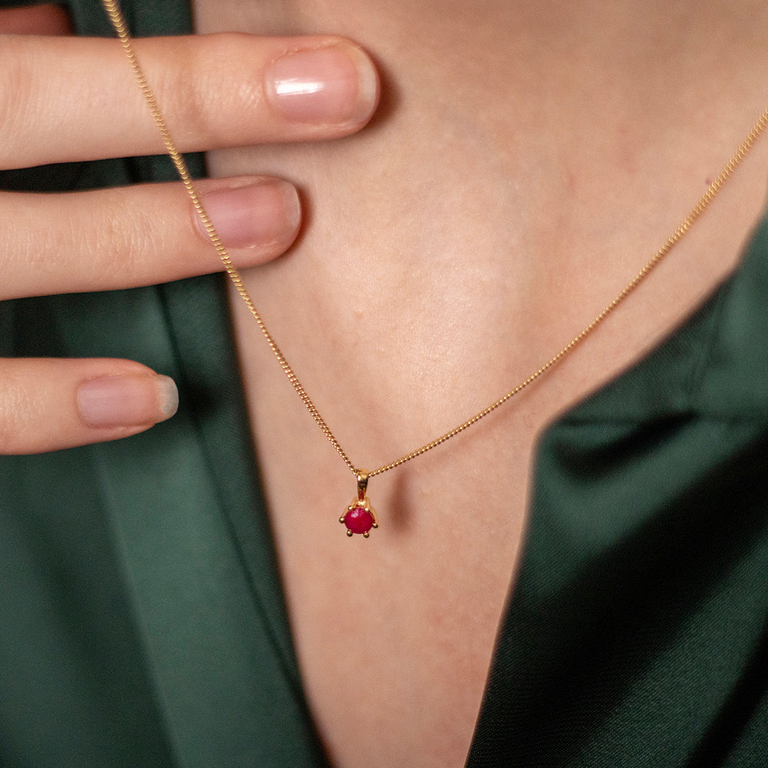 Natural Ruby Floating 4-Prong Set 18K Solid Gold Dainty Necklace 0.16 ct -  Shop Joyce Wu Handmade Jewelry Necklaces - Pinkoi