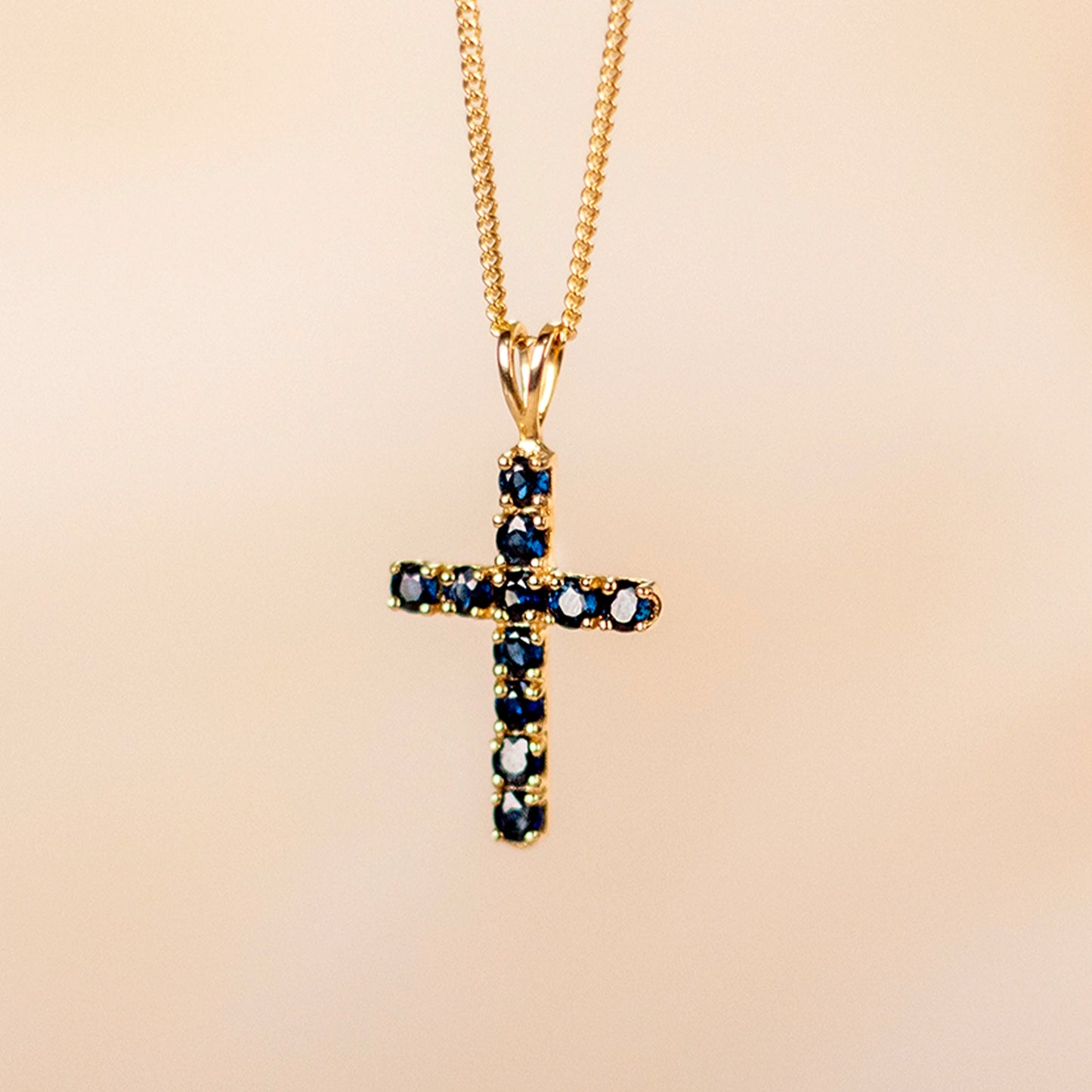 sapphire cross gold necklace with chain