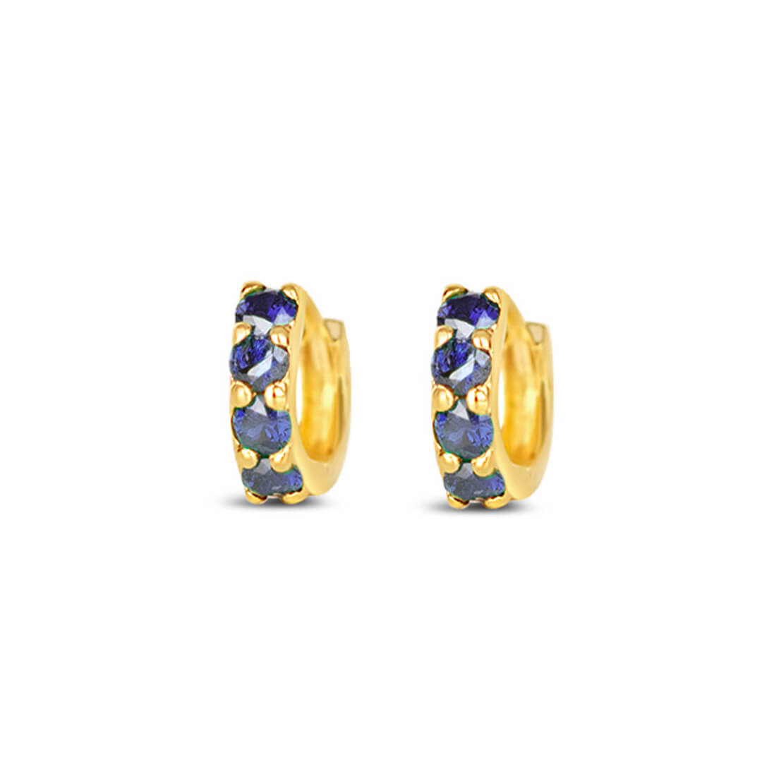 Blue Twinkle Huggie Earrings Gold