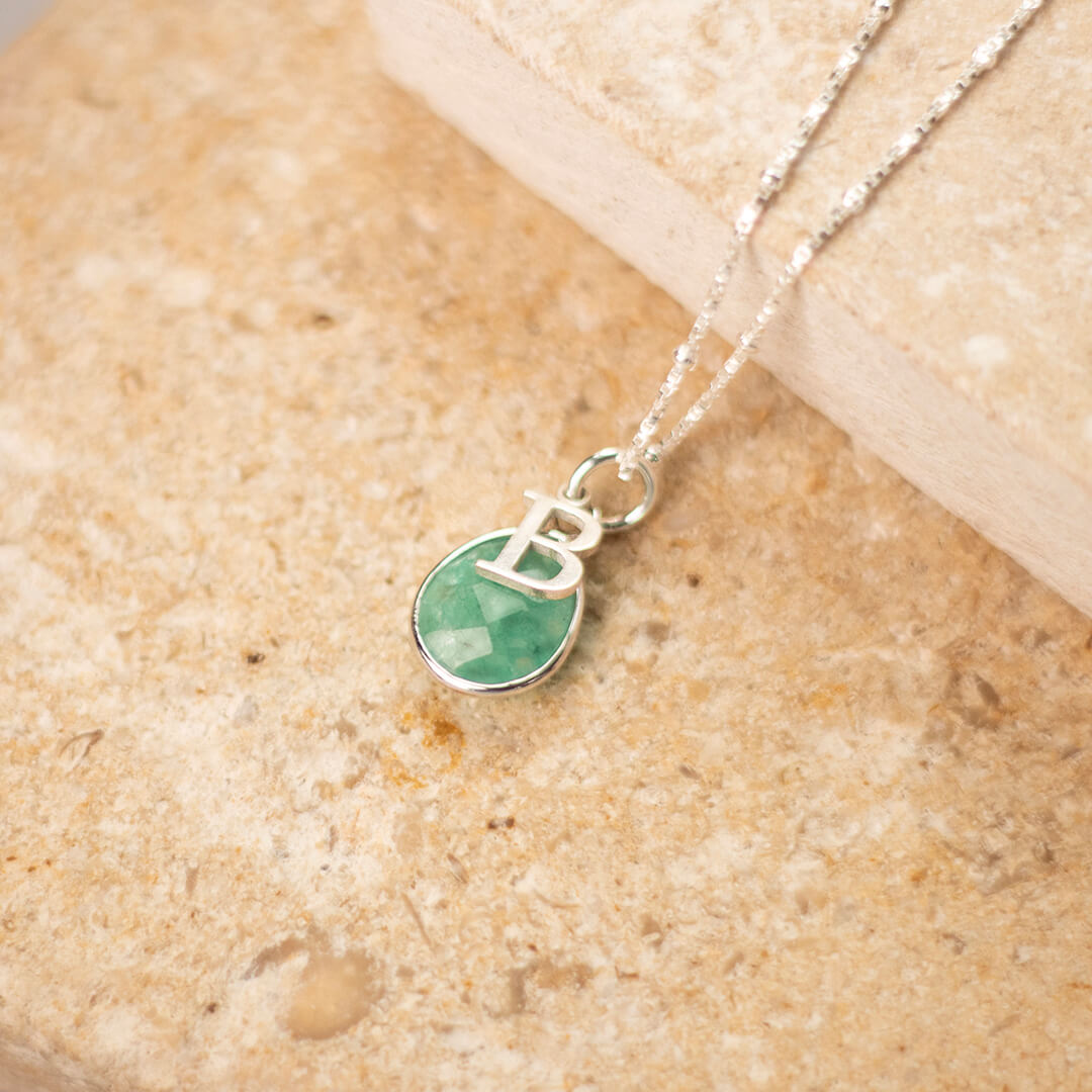 Chrysoprase Charm Necklace | Silver | May