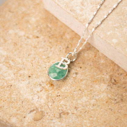 Chrysoprase Charm Necklace | Silver | May