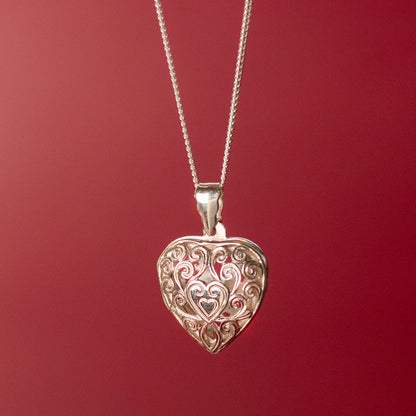 Heart Locket Necklace in Silver