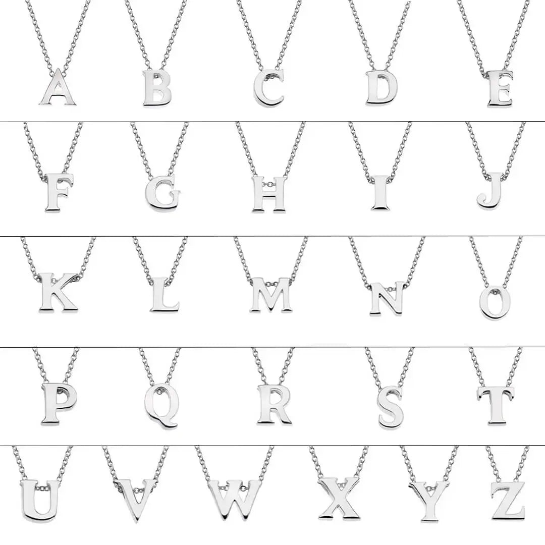 Silver Initial Necklace - A to Z