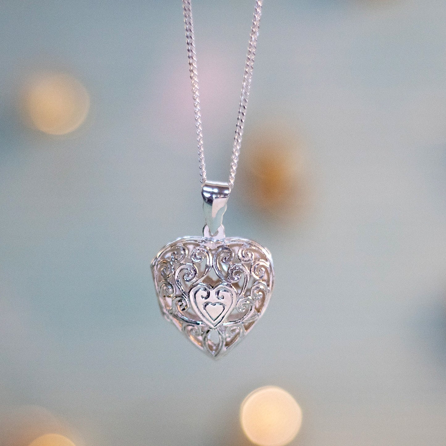 Heart Locket Necklace in Silver