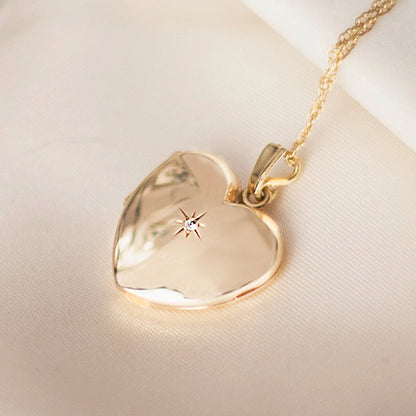 Solid Gold Heart Diamond Locket