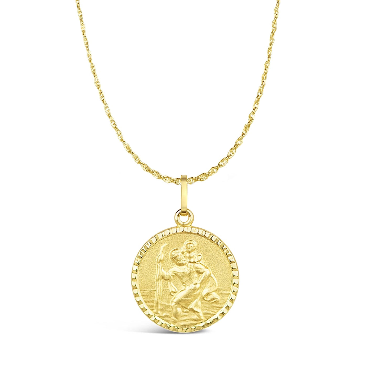 Men's St Christopher Necklace Solid Gold + Engraving