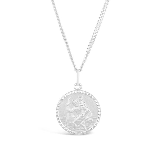 St Christopher Necklace Solid Silver + Engraving