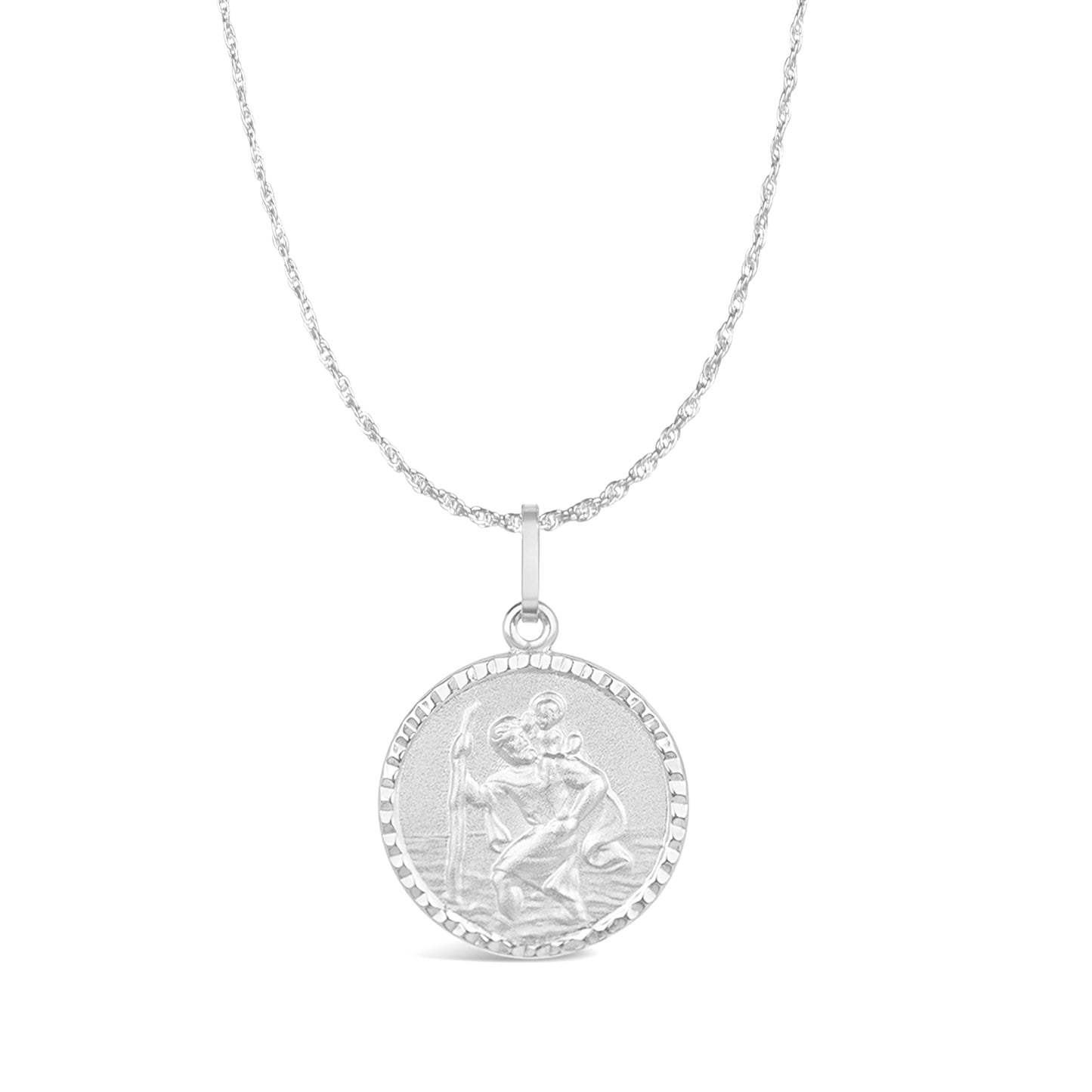 Men's St Christopher Necklace Solid Silver + Engraving