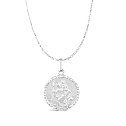 Men's St Christopher Necklace Solid Silver + Engraving