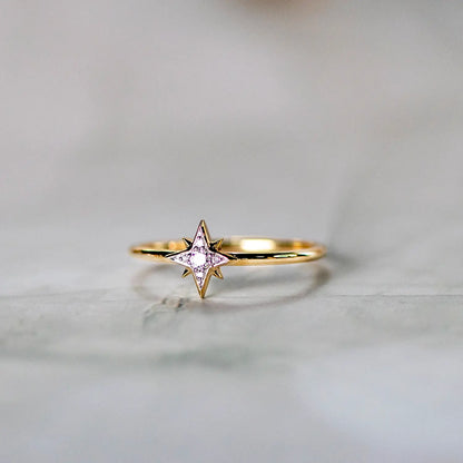 diamond star solid gold ring