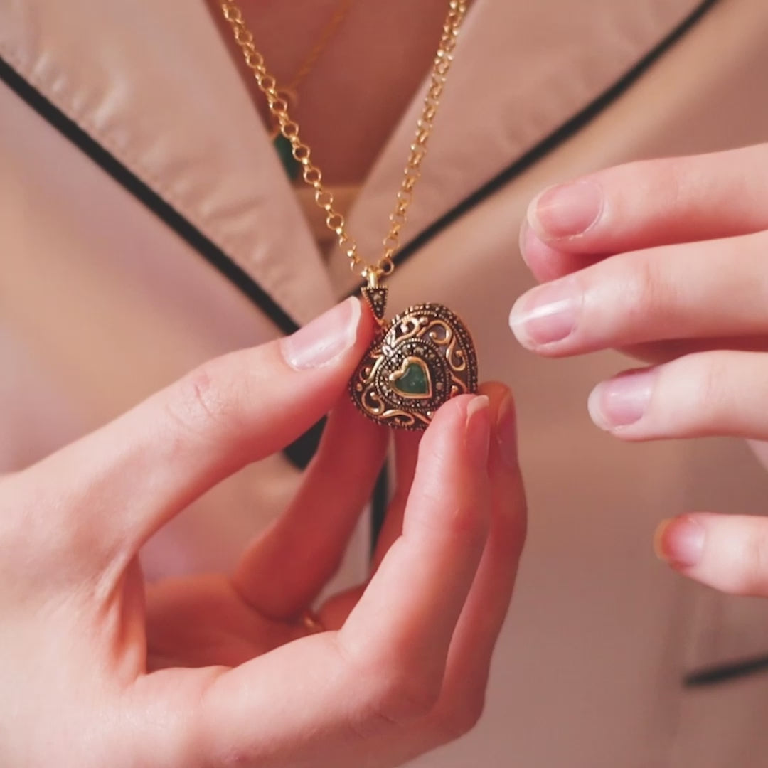 Emerald on sale heart pendant