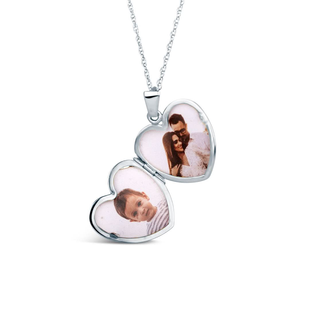 White gold heart locket deals and chain