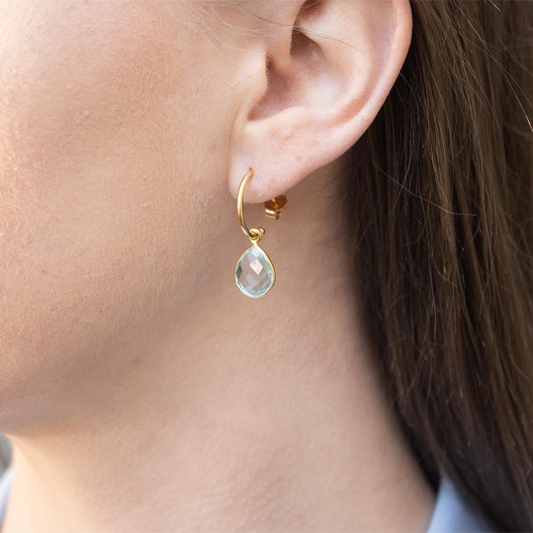 Blue Topaz Drop Hopp Earrings Gold December Lily Blanche