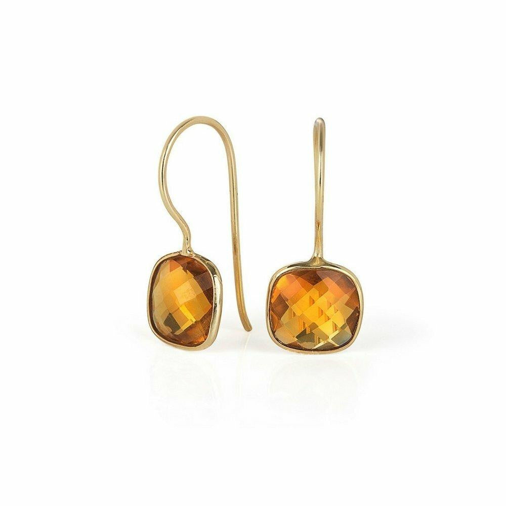 Natural Citrine And Diamond Earrings, Sterling Silver Earrings, November Birthstone, Gemstone Earrings, high quality Citrine Gold Earrings Dangle Earring