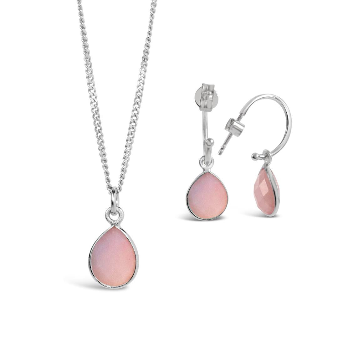 Pink Opals, good and Sterling Silver , and Sterling Silver Plated Hoops