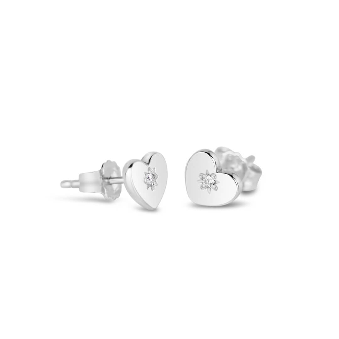 Silver diamond deals heart earrings