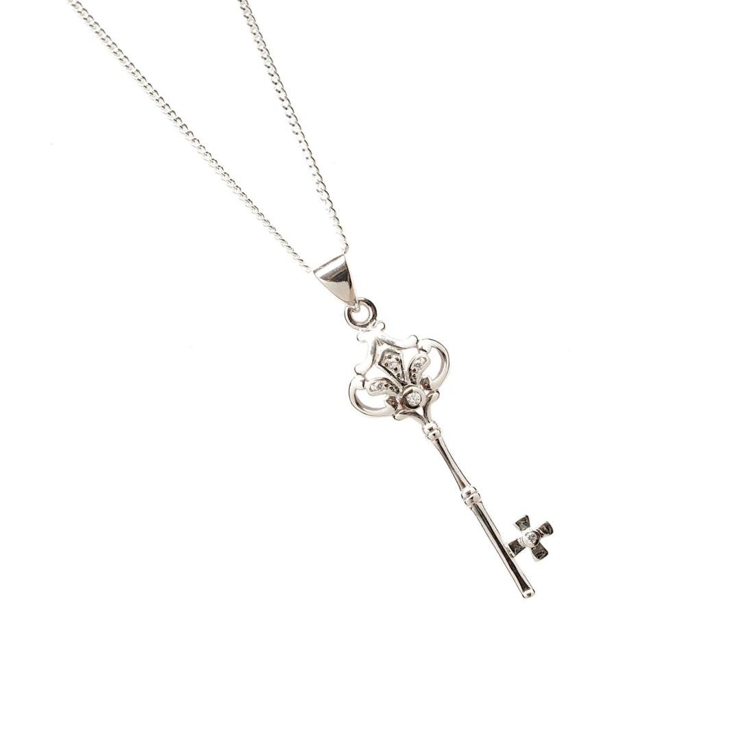 Sterling silver sale skeleton key necklace